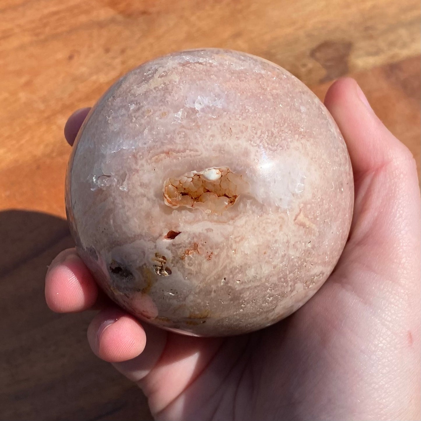 Druzy Flower Agate x Pink Amethyst Sphere