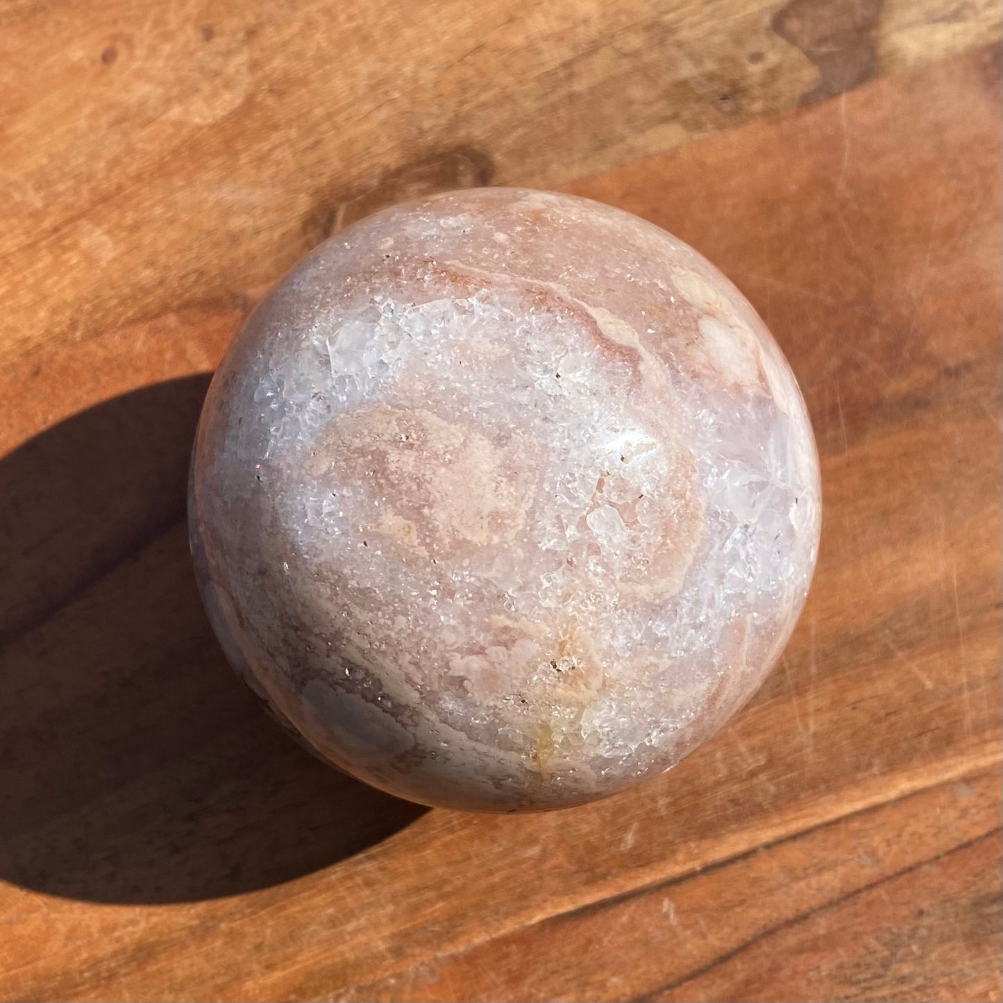 Druzy Flower Agate x Pink Amethyst Sphere