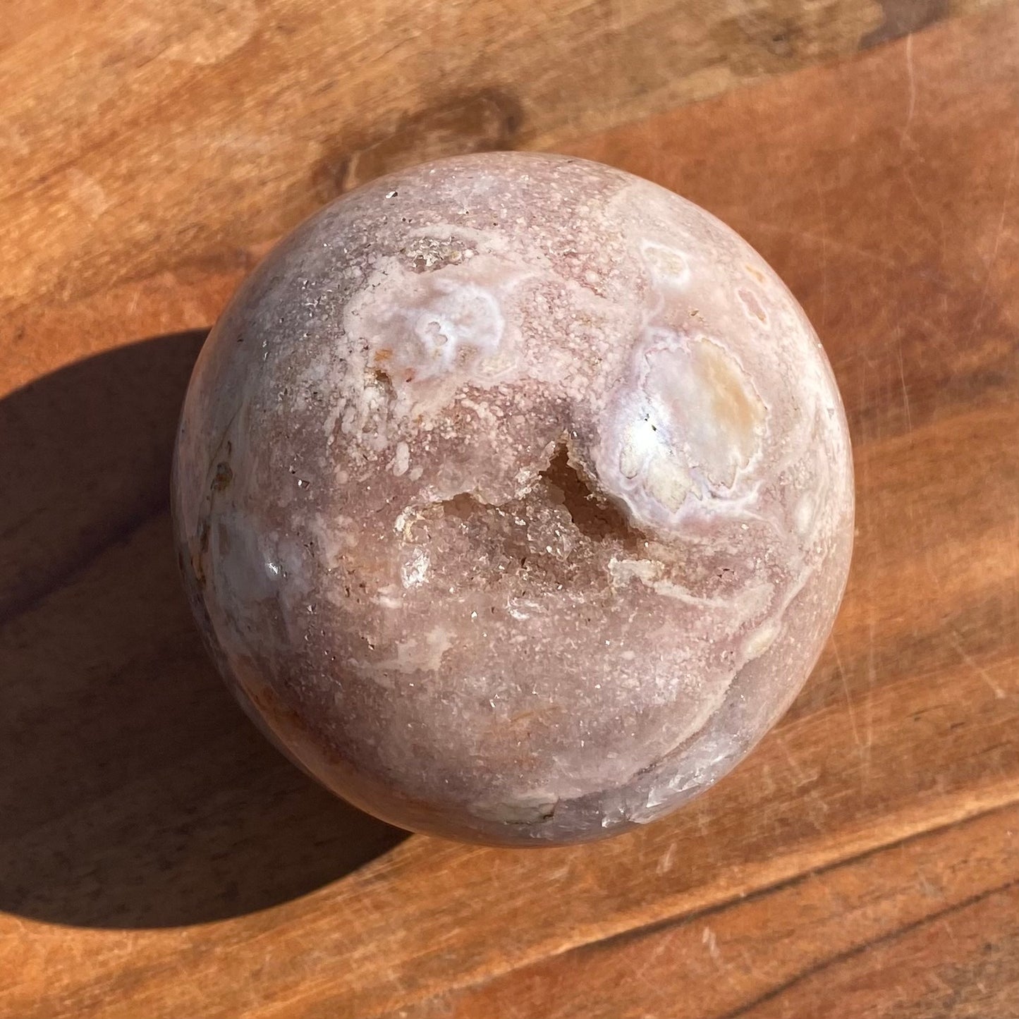 Druzy Flower Agate x Pink Amethyst Sphere