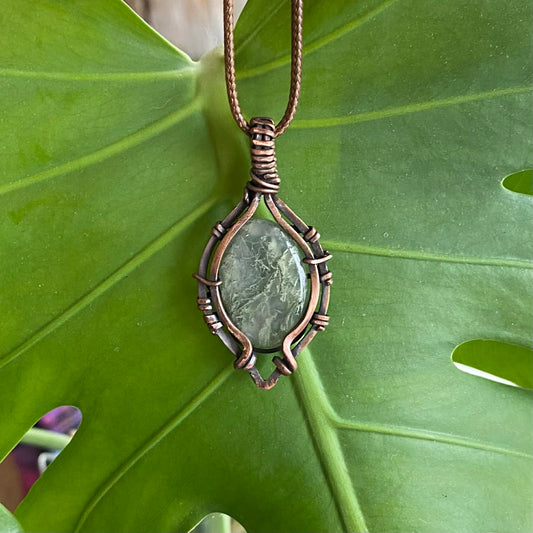Moss Agate Cold-Forged Necklace